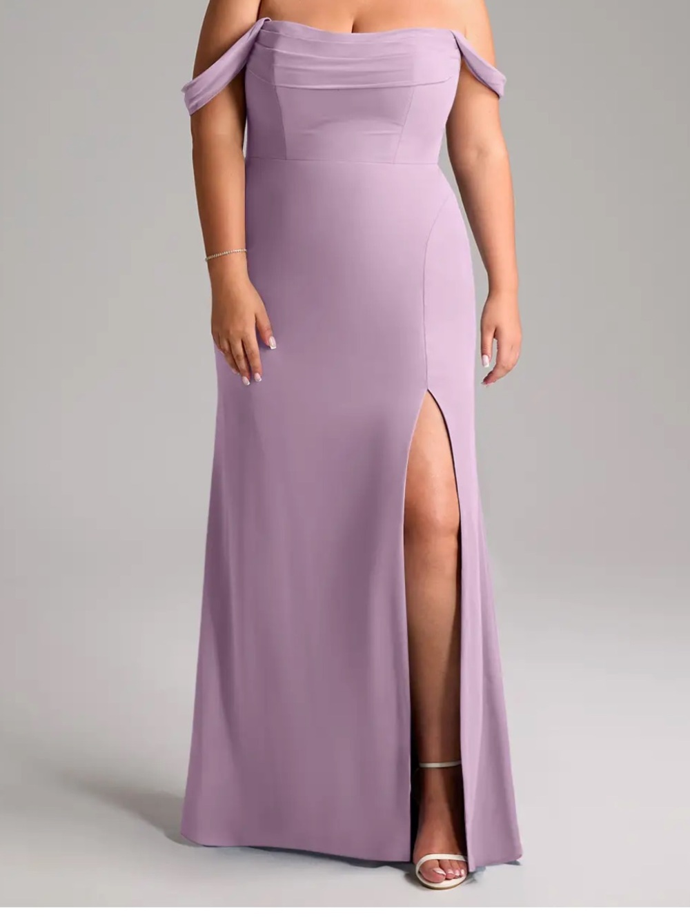 Azazie Lavender One-Shoulder Gown with Side Slit
